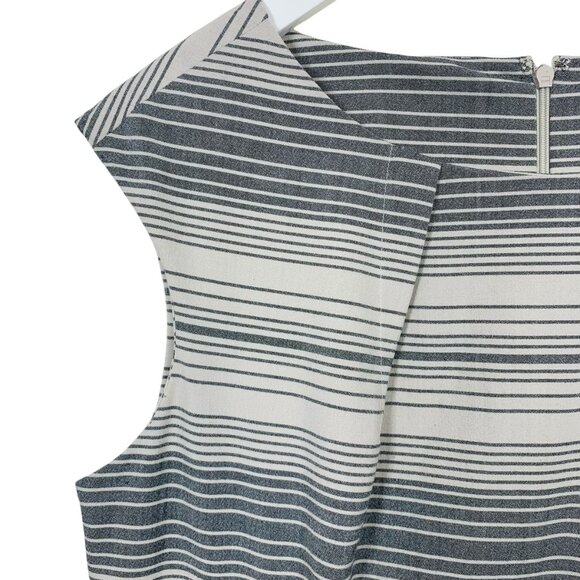 Business  work wear  Sheath Dress Women SZ 4 White Gray Striped Calvin Klein - Picture 9 of 16